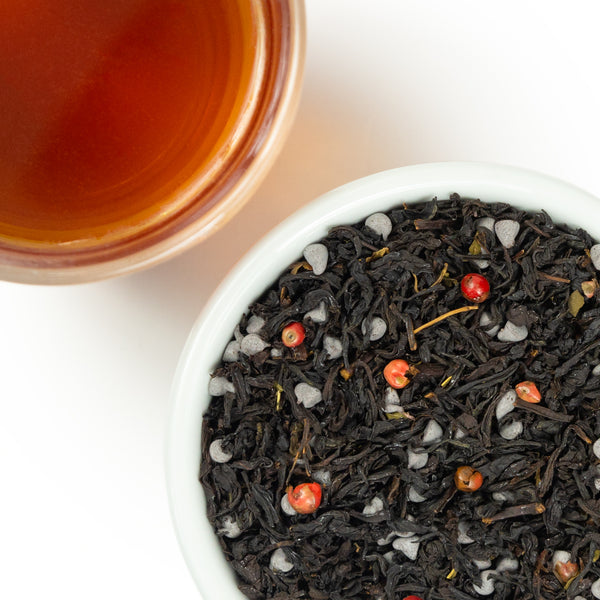 Winter Dream tea, loose leaf and brewed.