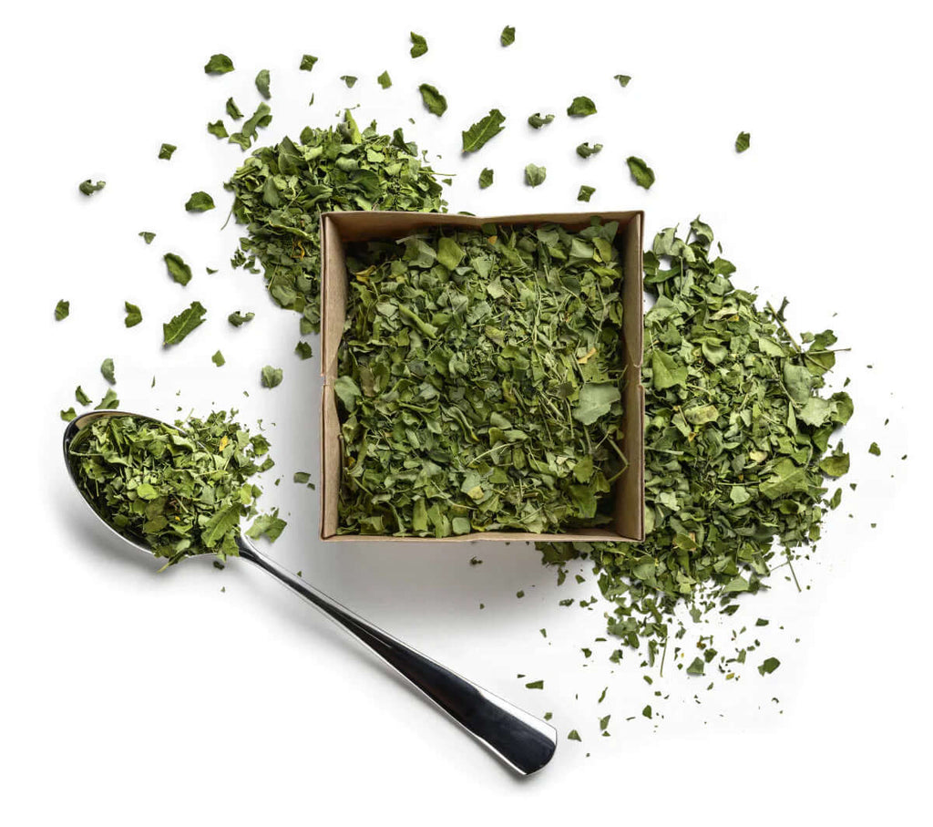 moringa in a box and a spoon 