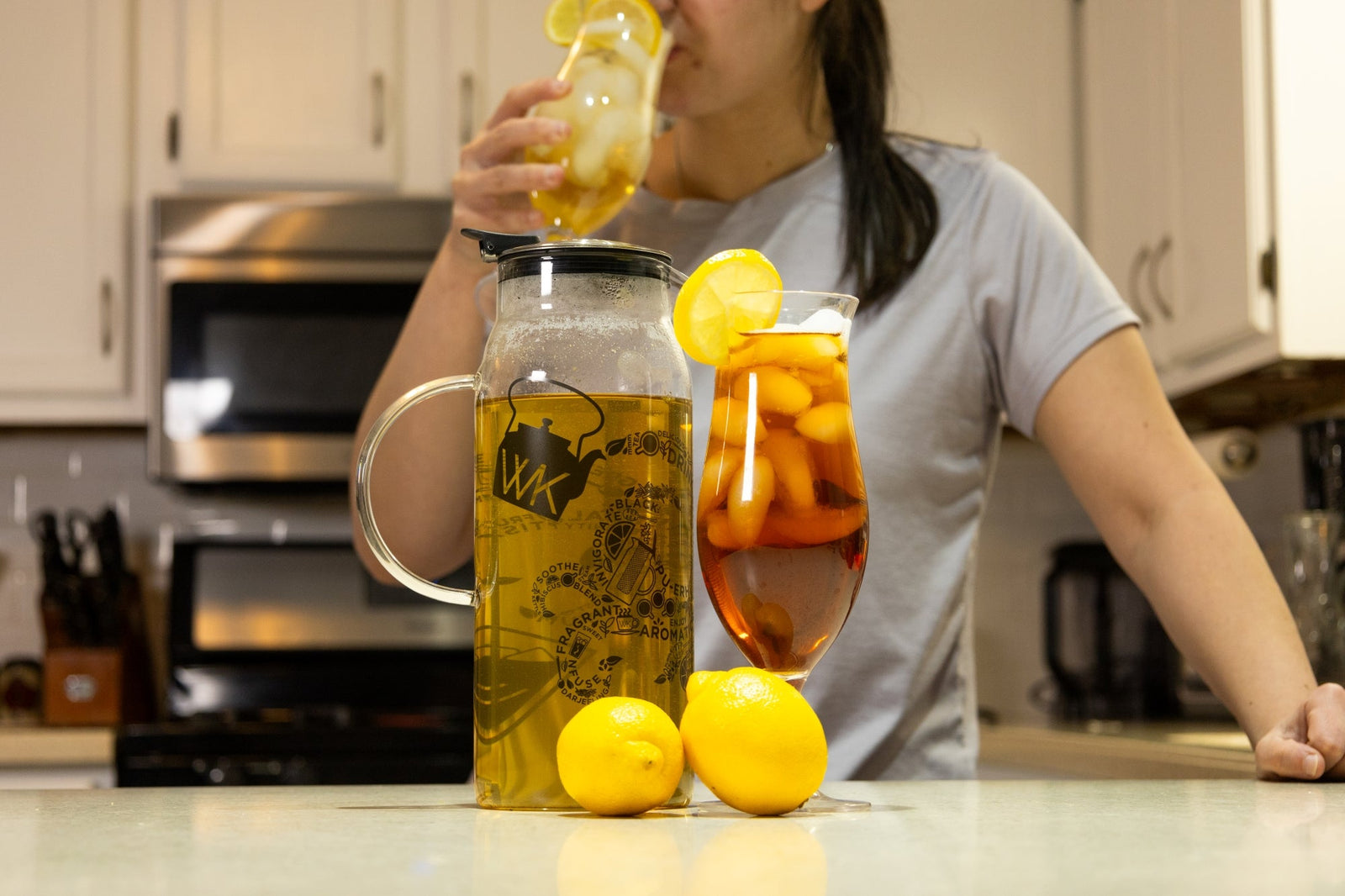 Pouring iced tea out of the Conflicted Iced Tea Brewer