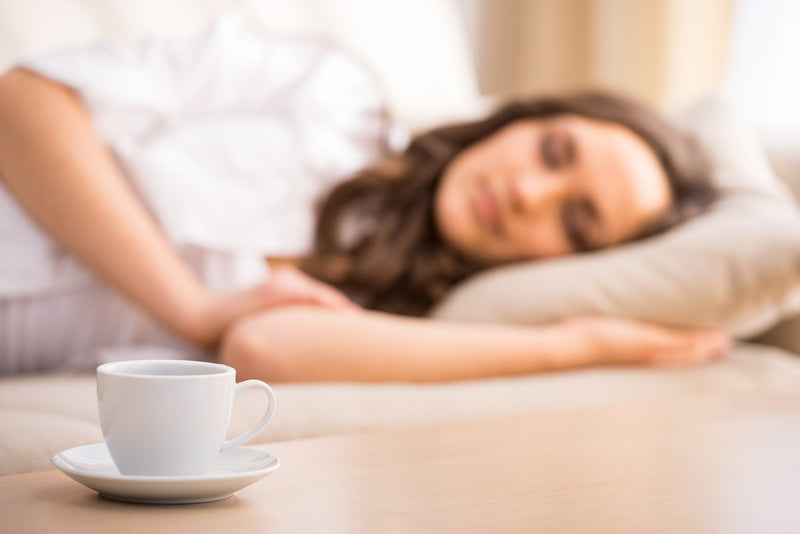 woman sleeping, tea cup for sleep