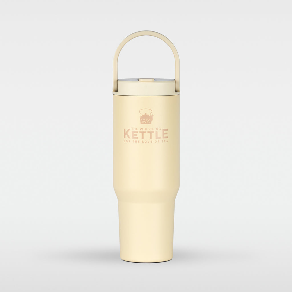 The Big Sipper insulated travel tumbler with handle and flip-top lid
