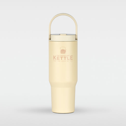The Big Sipper insulated travel tumbler with handle and flip-top lid
