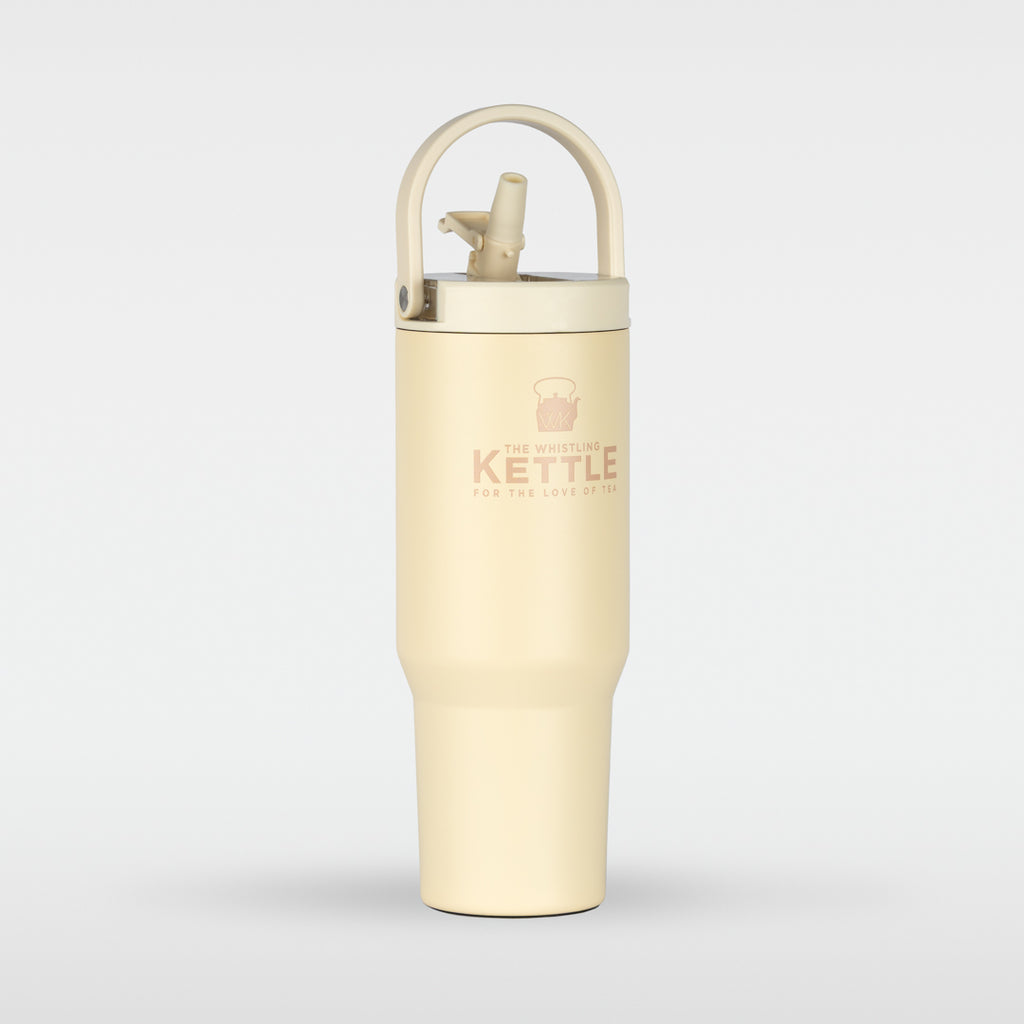 The Big Sipper insulated travel tumbler with handle and flip-top lid