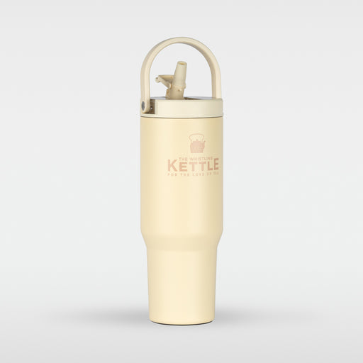 The Big Sipper insulated travel tumbler with handle and flip-top lid