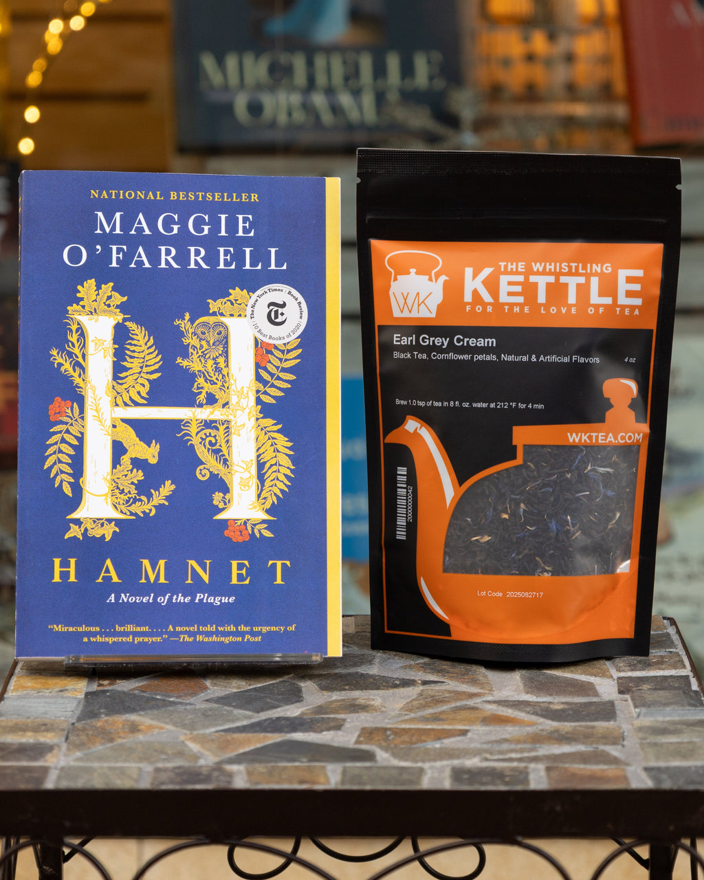 hamnet by maggie o'farrell next to earl grey cream tea