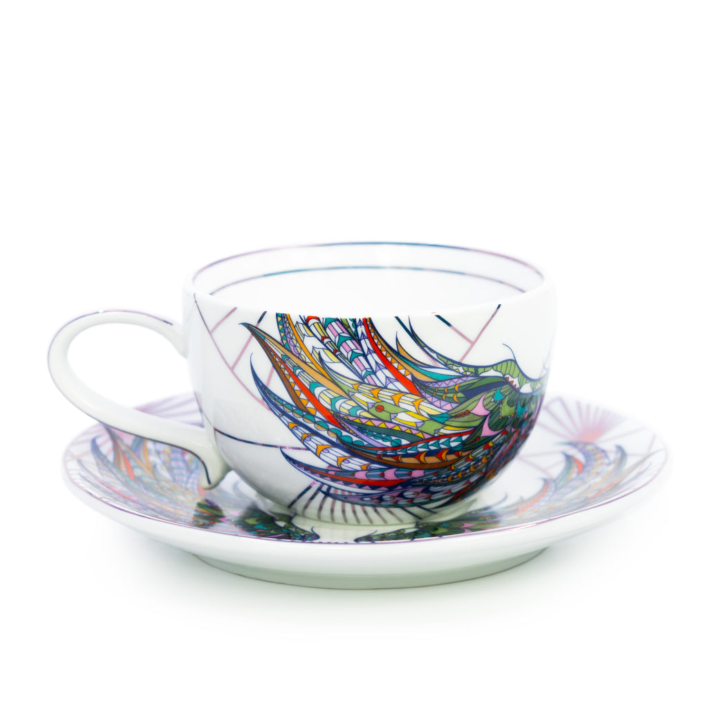 The Whistling Kettle Tea Merch Wings Cup and Saucer Set