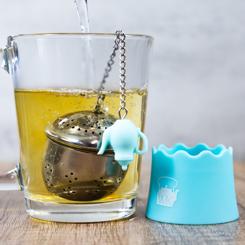 The Egg Stainless Steel Tea Ball Infuser with Drip Tray