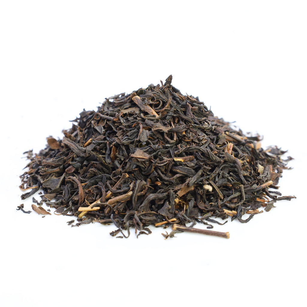 A pile of Organic Wakoucha tea leaves
