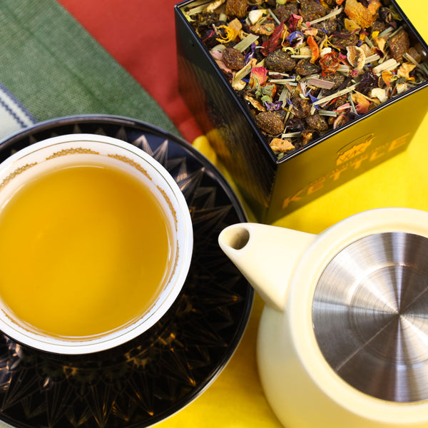 Reiki tea leaves in Tea Tin and Cup & Saucer set
