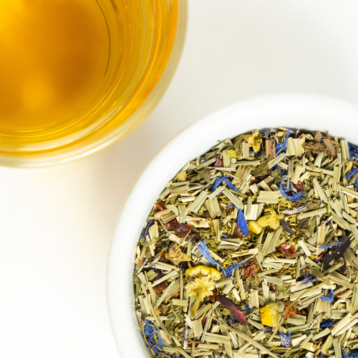 A top-down view of Sleep Tight loose leaf tea from The Whistling Kettle