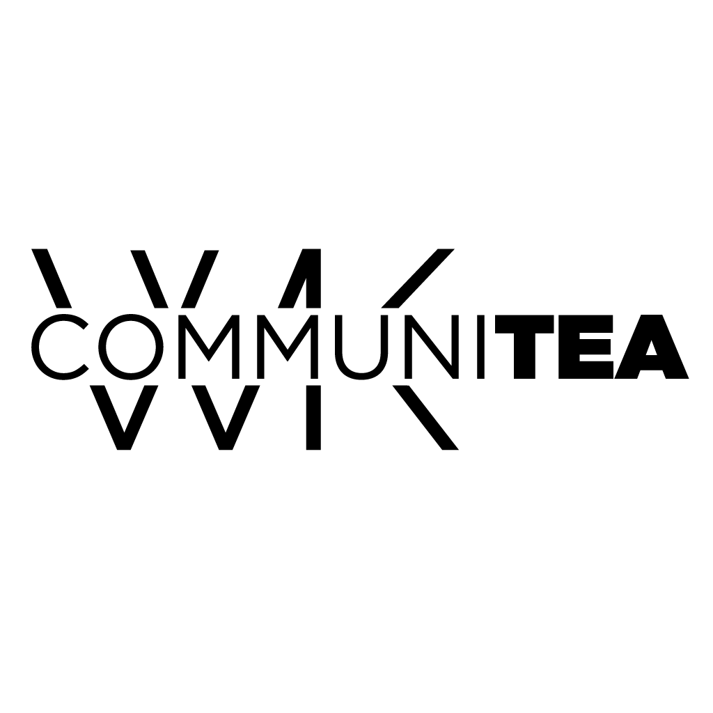 Black 'COMMUNITEA' logo on a white background