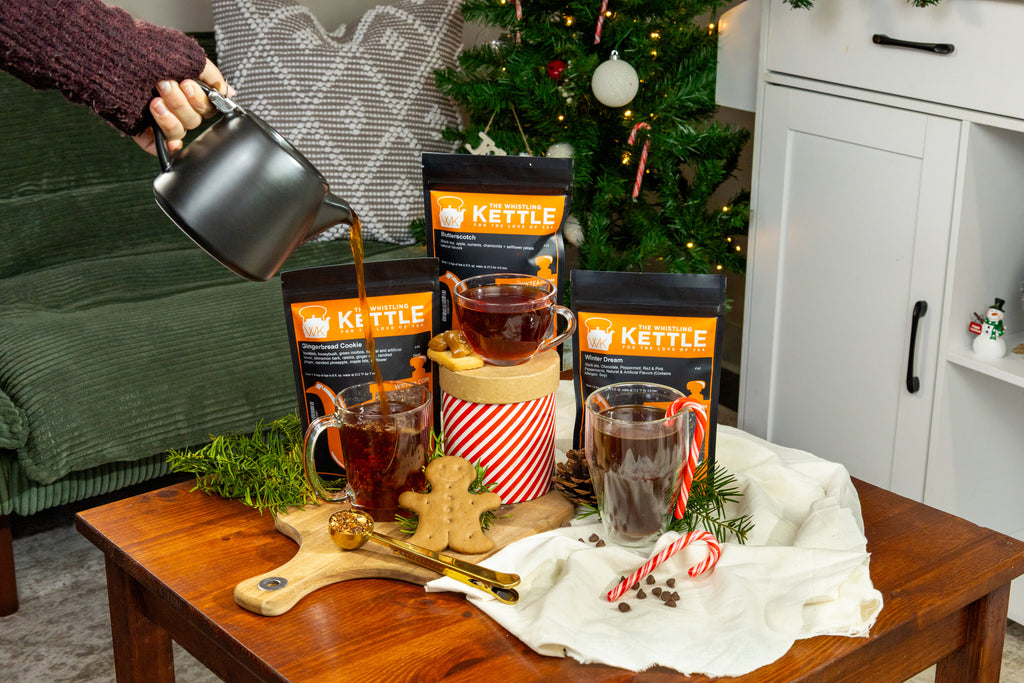 winter seasonal teas gingerbread cookie, butterscotch, and winter dream