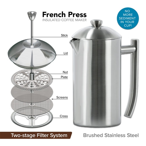 Stainless Steel French Press, 17oz.