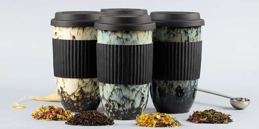 Tea tumblers in a row