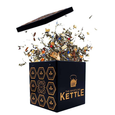 The Whistling Kettle Tea Tin to hold loose leaf tea.