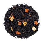 Top mound picture of The Whistling Kettle Decaf Cinnamon Chai black tea with clove and orange peel.