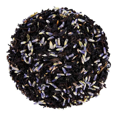 Top mound picture of The Whistling Kettle Lavender Earl Grey black tea with bergamot and French lavender.