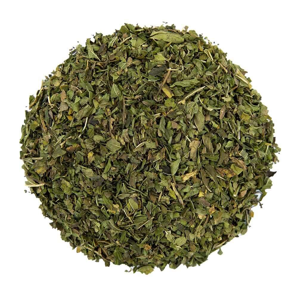 Top mound picture of The Whistling Kettle Peppermint tea.