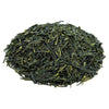 Side mound picture of The Whistling Kettle Sencha Supreme Shizuoka fine green tea with bright green leaves.