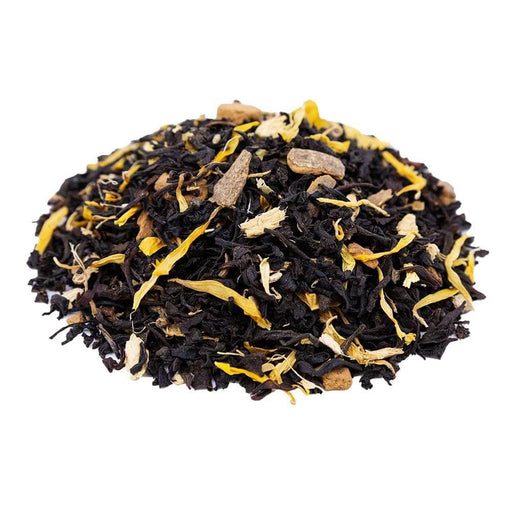 Side mound picture of The Whistling Kettle Vanilla Chai black tea with spices.